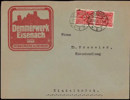 E 891 Infla Dekorativer Geschäftsbrief des Demmerwerk Eisenach
