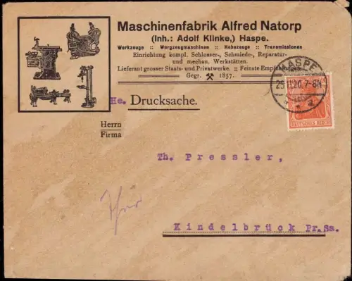 E 892 Infla Dekorativer Geschäftsbrief der Firma Natrop Hagen Haspe