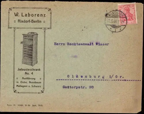 E 912 Dekorativer Geschäftsbrief der Firma Laborenz Berlin Britz Neuköln Rixdorf