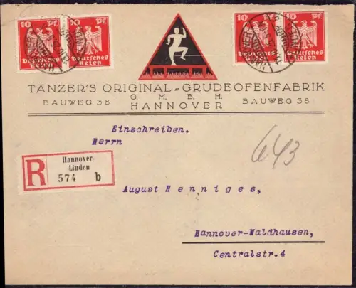 E 917 Dekorativer Geschäftsbrief Firma Tänzers Grudeofenfabrik Hannover Linden