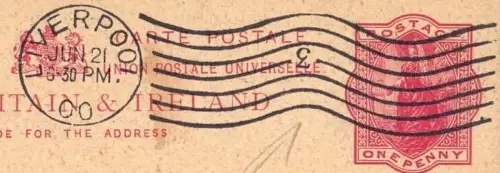 E 1769 Postautomation, Boston Maschinenstempel England Liverpool inverted 3