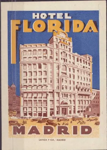 E 556 Kofferaufkleber Spanien Hotel Florida Madrid