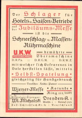 E 563 Werbung Knetmaschine Firma Michalski, Dresden, Bäcker Wien Messe Rotunde