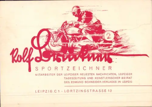 E 564 Werbung Sportzeichner  Brinkens? Leipzig, Motorrad, Zeitung