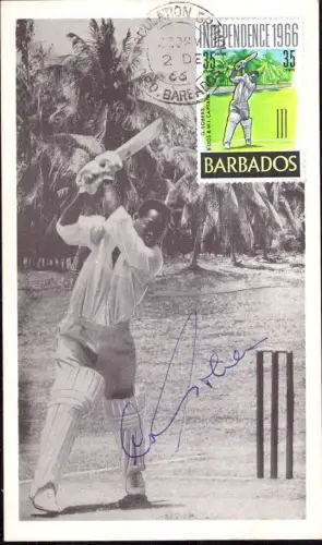 E 1374 Barbados Cricket Maximumkarte mit Autogramm Garfield Sobers, Sport