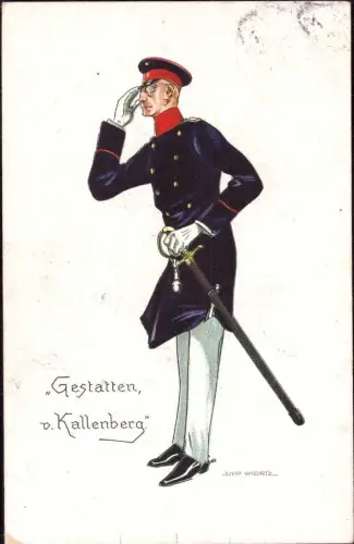 E 1375, Künstlerkarte signiert Jupp Wiertz, Militaria, Werbung