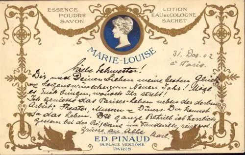 E 1376 Werbung für das Parfüm Marie - Louise, Pinaud Paris 1903