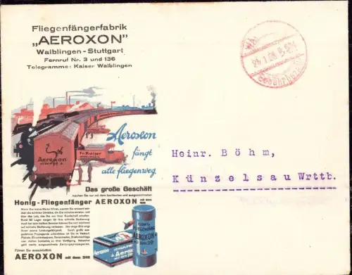 E 347, Brief Werbung Aerocon Fliegenfänger Stuttgart Wangen