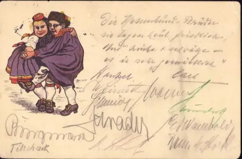 E 1388 Pommern Hessen Trachten, Ansichtskarte des Hessenbund in Stettin Szczecin