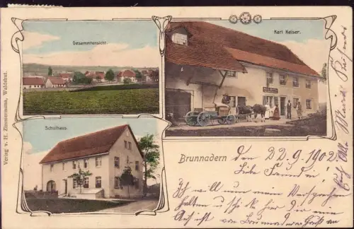 E 1391Ansichtskarte Ortsansicht von Brunnadern OT Weilheim Baden