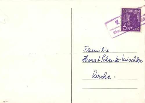 E 1398 Landpoststempel Lerche im Zustellbereich des Briefträgers, Pelkum, Hamm