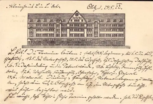E 1399 Chemnitz seltene Karte des Architekten Gottschald, Ka Ha Vau Haus 