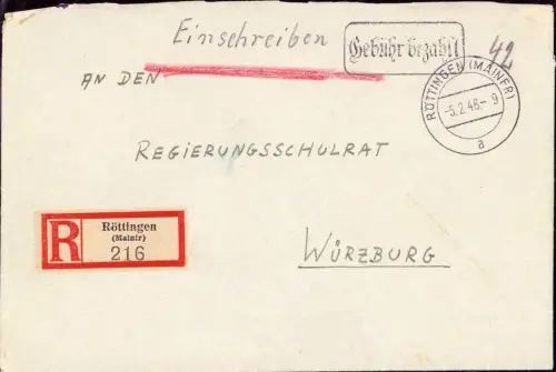 E 1346 Gebühr Bezahlt Röttingen Mainfranken