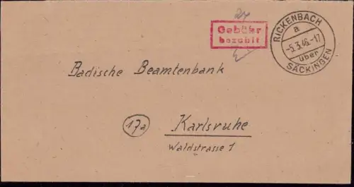 E 1348 Gebühr Bezahlt Rickenbach über Säckingen