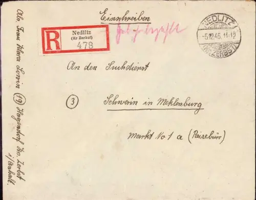 E 1361 Brief mit Gebühr Bezahlt Nedlitz über Zerbst