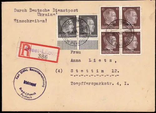 E 995 Dienstpost Ukraine Einschreiben Brest Litowsk Karl Stöhr Bauunternehmen
