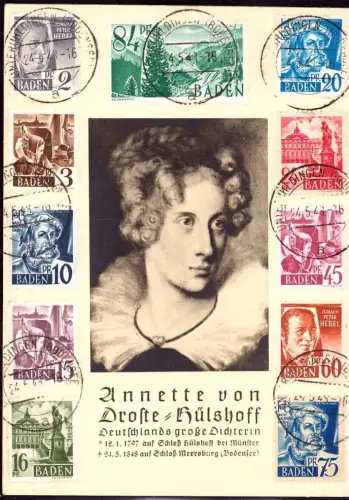 E 997 Französische Zone Droste Hülshoff 100 Todestag Unteruhldingen Literatur