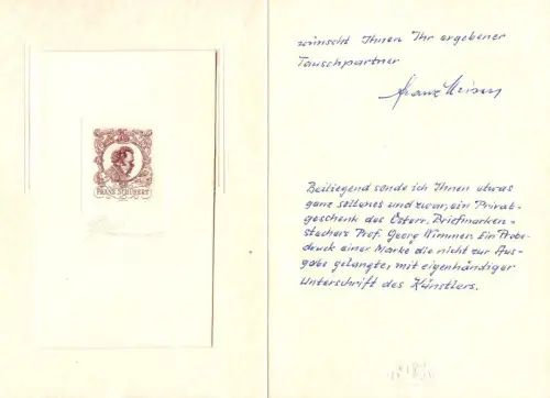 E 998 Franz Schubert 1978 Entwurf mit Unterschrift des Entwerfers Wimmer Musik