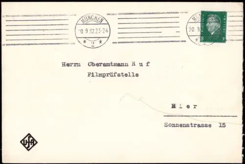 E 1002 Geschäftsbrief 1932 der UFA an Filmprüfstelle, Film Zensur