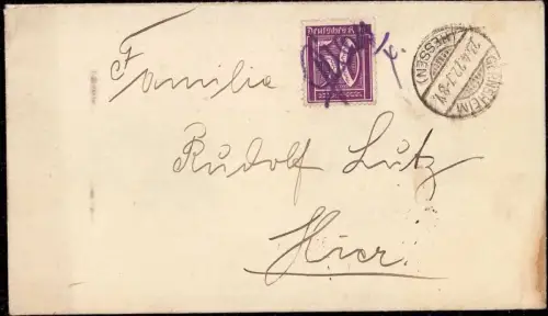 E 1004 Brief im Ortszustellbereich Gernsheim Hessen handschriftliche Entwertung