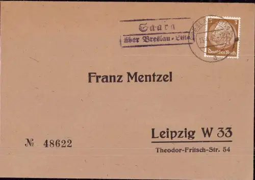 E 403 Schlesien, Landpost Saarn über Breslau Lissa, Wrocław,