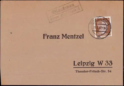 E 406 Schlesien, Landpost Blankenau über Breslau Wrocław,