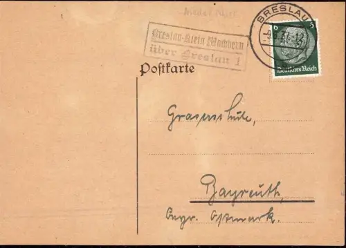 E 407 Schlesien, Landpost Klein Mochbern über Breslau Wrocław,