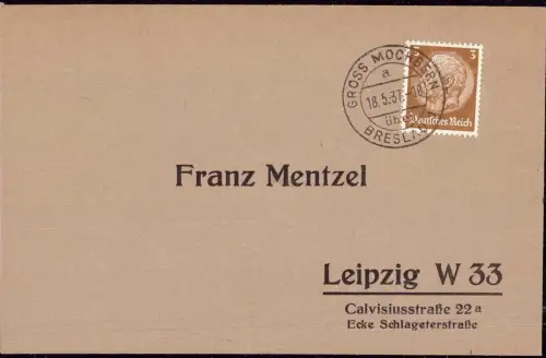 E 409 Schlesien, Landpost Gross Mochbern über Breslau Wrocław,