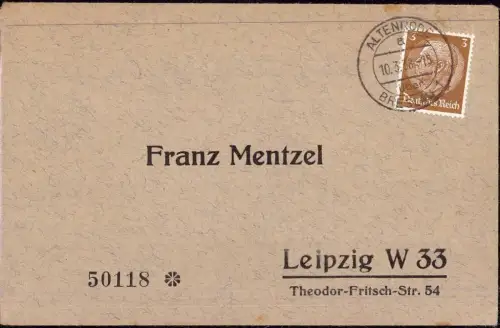 E 410 Schlesien, Landpost Altenrode über Breslau Wrocław,