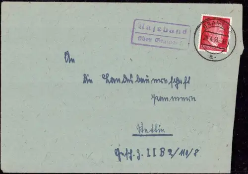 E 1023 Pommern Posthilfsstelle Naseband Gramenz Neustettin Grzmiąca Szczecinecki