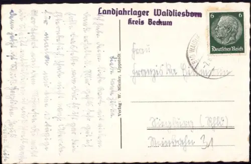 E 1737 Karte aus dem Landjahrlager in Bad Waldliesborn OT Lippstadt