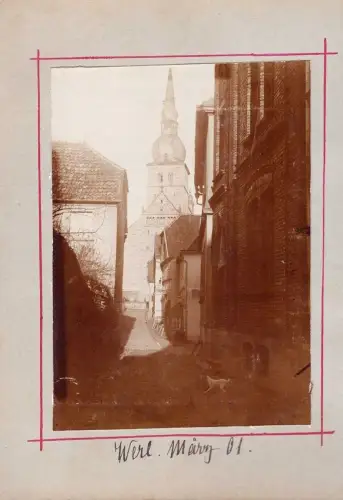 E 1599G Werl 9 Ortsansichten aus altem Album auf Pappe geklebt 