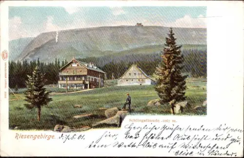 E 1413 Niederschlesien Litho Schlingelbaude Riesengebirge Brückenberg Hirschberg