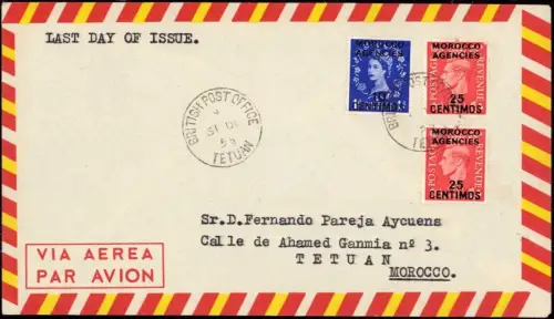 E 1783 Tetuan, Britische Post in Marokko Last day of issue, Ortsbrief 1958