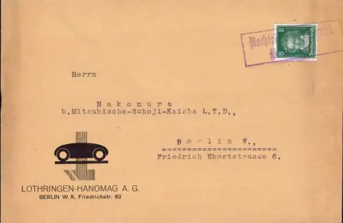 E 1799 dekorativer Geschäftsbrief der Lothringen Hanomag AG, Auto, LKW Berlin