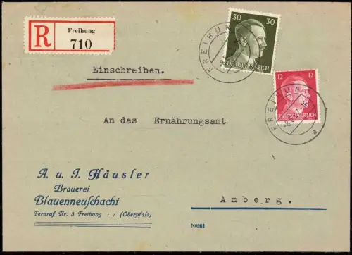 E 1742 Geschäftsbrief der Brauerei Blauenneuschacht in Freihung Oberpfalz, Bier