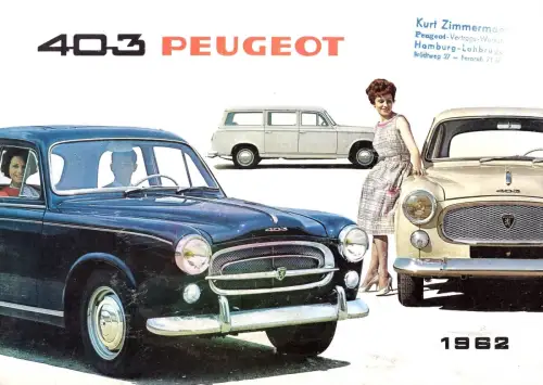 E 1628G  Auto  Prospekt Peugeot 303 auf Deutsch von 1962 größe 26 x 18cm