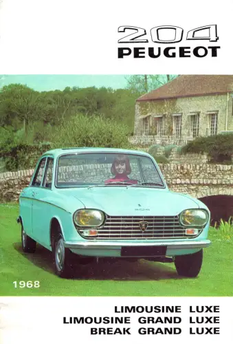 E 1629G  Auto  Prospekt Peugeot 204 auf Deutsch von 1968 größe 26 x 19cm