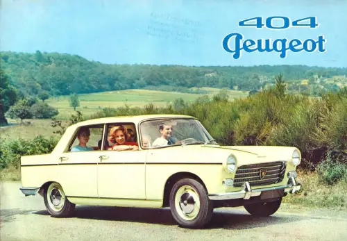 E 1630G  Auto  Prospekt Peugeot 404 auf Deutsch von 1960 größe 26 x 18cm