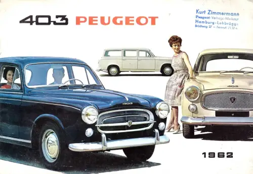 E 1631G  Auto  Prospekt Peugeot 404 auf Deutsch von 1962 größe 26 x 18cm