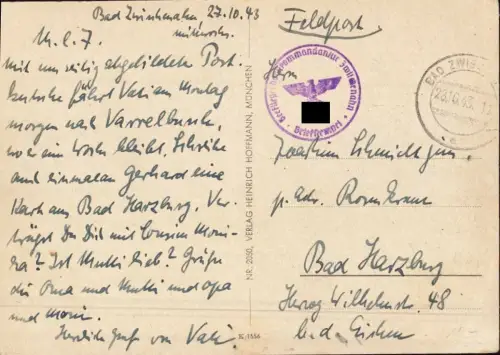 E 479  Feldpostkarte Seeflegerhorst Kommendantur Bad Zwischenahn, Postkutsche