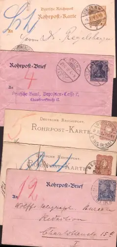 E 1672 Rohrpost Berlin, kleiner Posten von 5 Ganzsachen