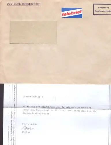 E 1635G Telebrief ein ungewöhmlicher Ersttag von 1980