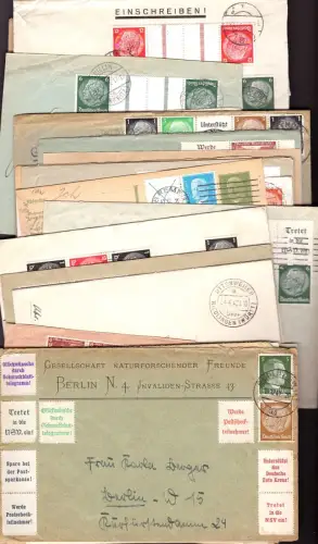 E 1674 Zusammendrucke Drittes Reich über 30 Briefe und Karten