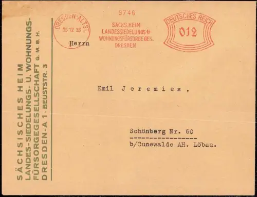 E 1139 Brief der Sächsischen Siedelungs + Wohnungsfürsorgegesellschaft Dresden