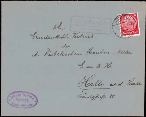 E 748 Geschäftsbrief der Firma David Simon, Wehrda Kreis Hünfeld