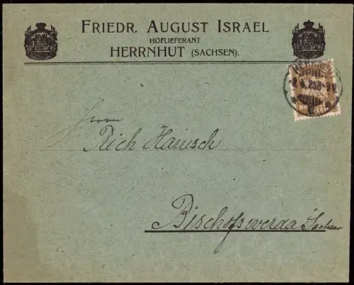 E 753 Geschäftsbrief der Firma F. A. Israel, Herrnhut Sachsen
