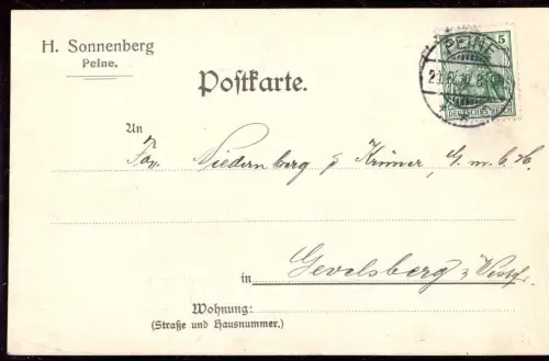 E 763 Geschäftskarte der Firma Sonnenberg Peine