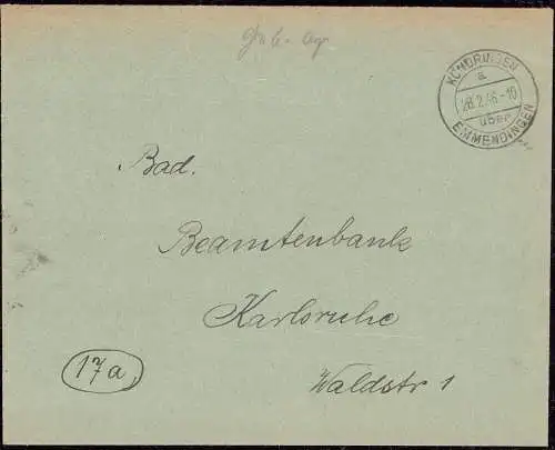 O-0025, Französische Zone, Brief mit Gebühr Bezahlt 1946 aus Köndringen über Emmendingen