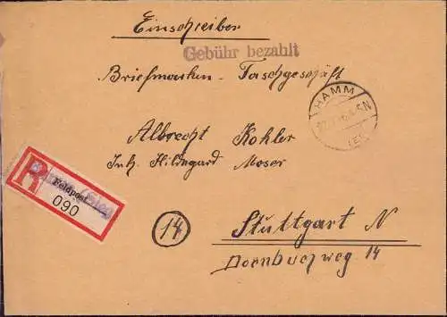O-0032, Französische Zone, Brief mit Gebühr Bezahlt von 1946 aus Hamm, Sieg